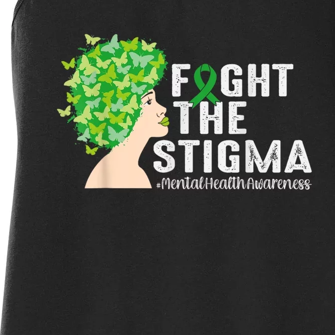 Fight The Stigma Mental Health Awareness Green Ribbon Women's Racerback Tank