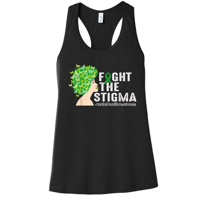 Fight The Stigma Mental Health Awareness Green Ribbon Women's Racerback Tank