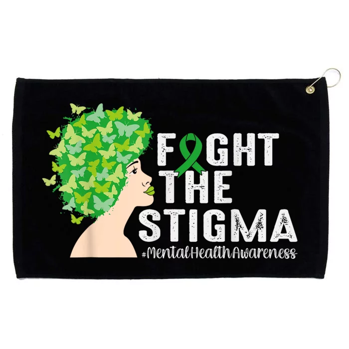 Fight The Stigma Mental Health Awareness Green Ribbon Grommeted Golf Towel