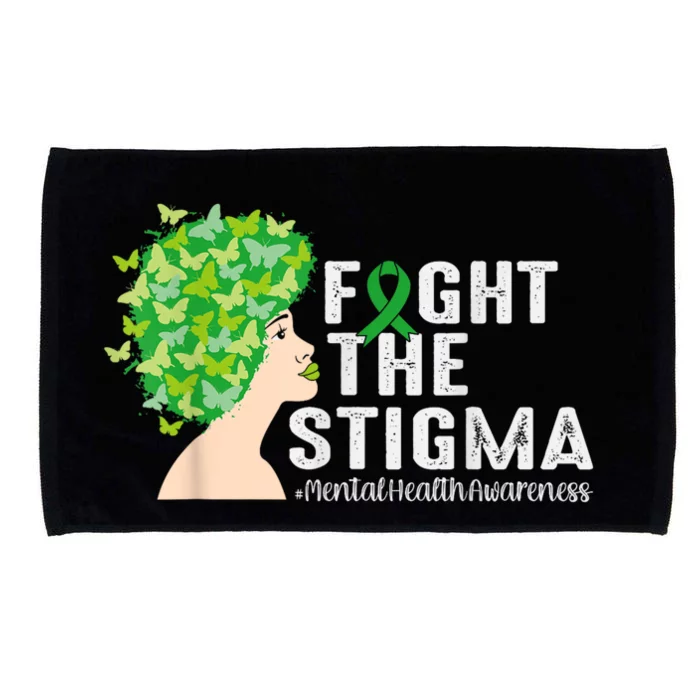 Fight The Stigma Mental Health Awareness Green Ribbon Microfiber Hand Towel