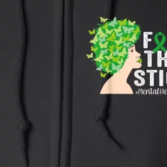 Fight The Stigma Mental Health Awareness Green Ribbon Full Zip Hoodie