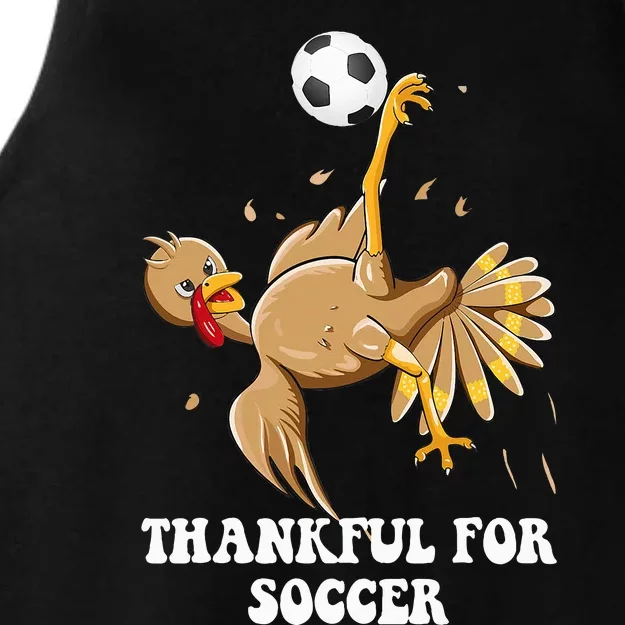 Funny Thanksgiving Soccer Turkey Bicycle Kick Ladies Tri-Blend Wicking Tank