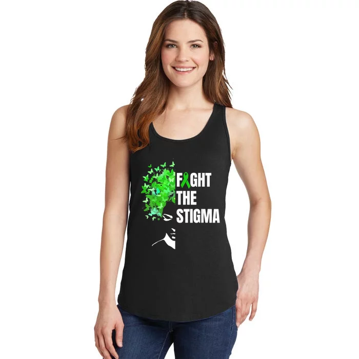 Fight The Stigma | Mental Health Awareness Month Green Ladies Essential Tank