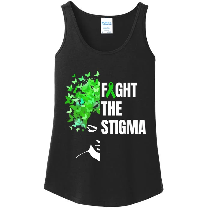 Fight The Stigma | Mental Health Awareness Month Green Ladies Essential Tank