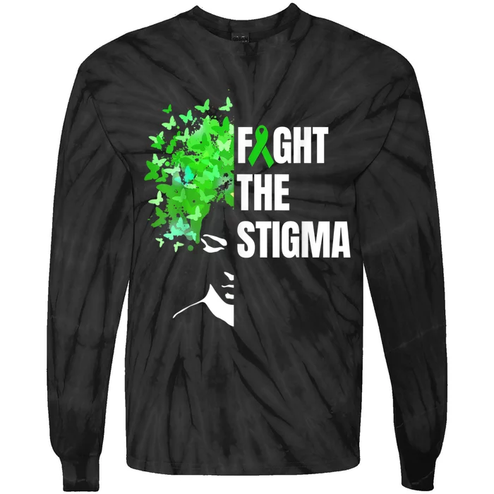 Fight The Stigma | Mental Health Awareness Month Green Tie-Dye Long Sleeve Shirt