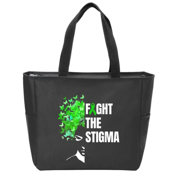 Fight The Stigma | Mental Health Awareness Month Green Zip Tote Bag