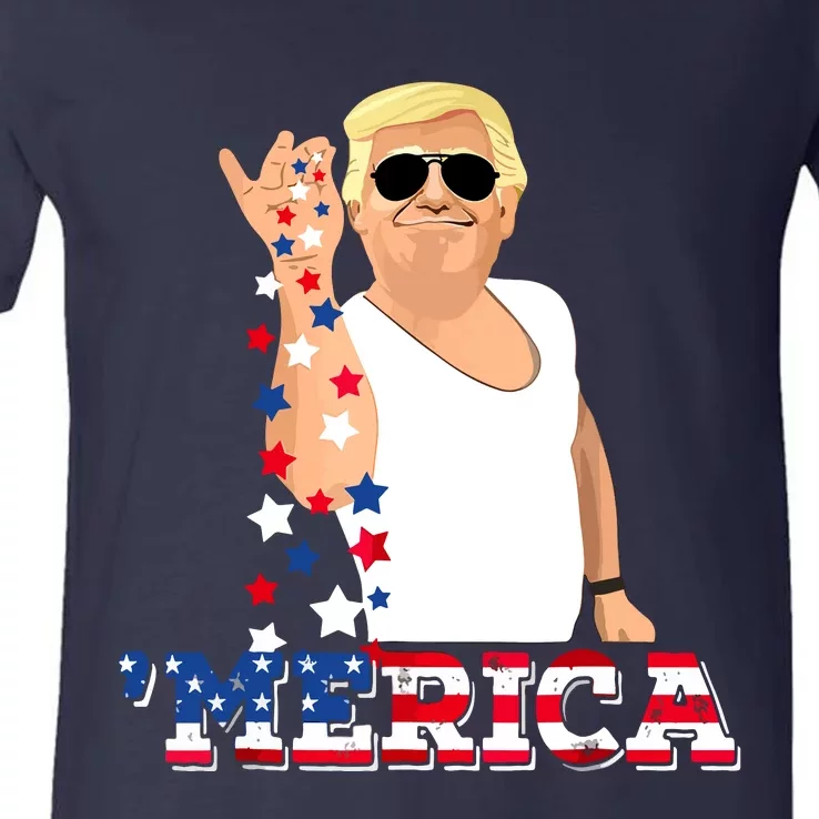 Funny Trump Salt Merica Freedom 4th Of July V-Neck T-Shirt