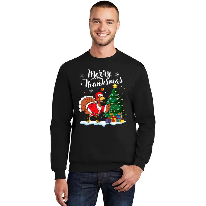 Festive Turkey Santa Hat Celebrate Thanksmas and Fall Sweatshirt