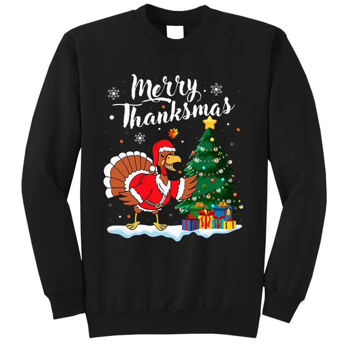 Festive Turkey Santa Hat Celebrate Thanksmas and Fall Sweatshirt