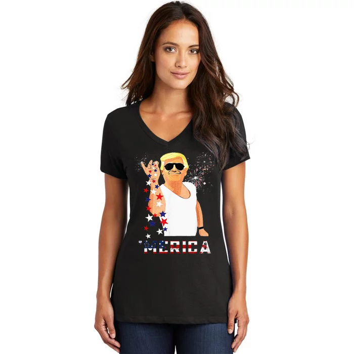 Funny Trump Salt Merica Freedom 4th Of July Gifts Women's V-Neck T-Shirt