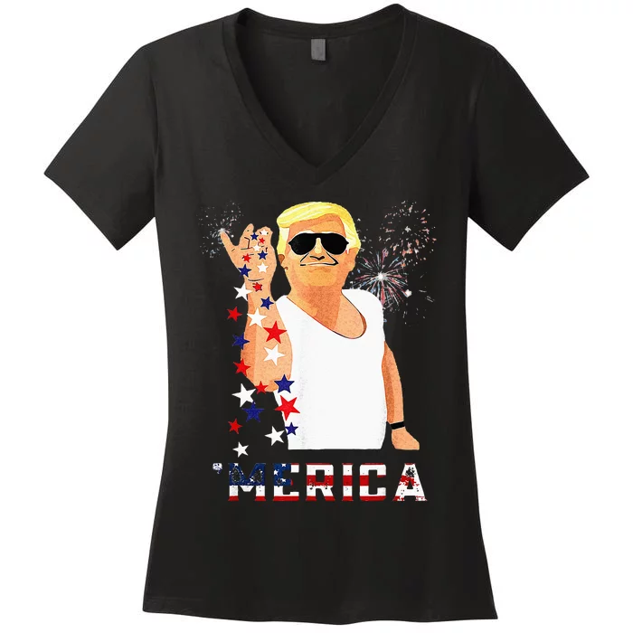 Funny Trump Salt Merica Freedom 4th Of July Gifts Women's V-Neck T-Shirt