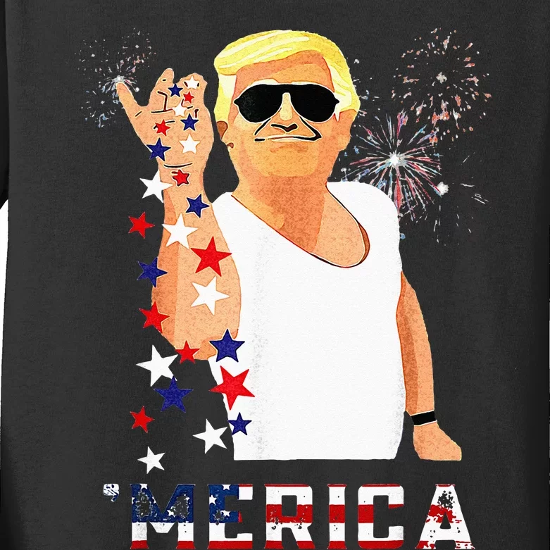 Funny Trump Salt Merica Freedom 4th Of July Gifts Kids Long Sleeve Shirt