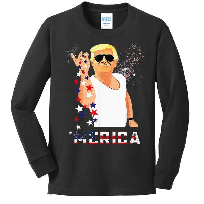 Funny Trump Salt Merica Freedom 4th Of July Gifts Kids Long Sleeve Shirt