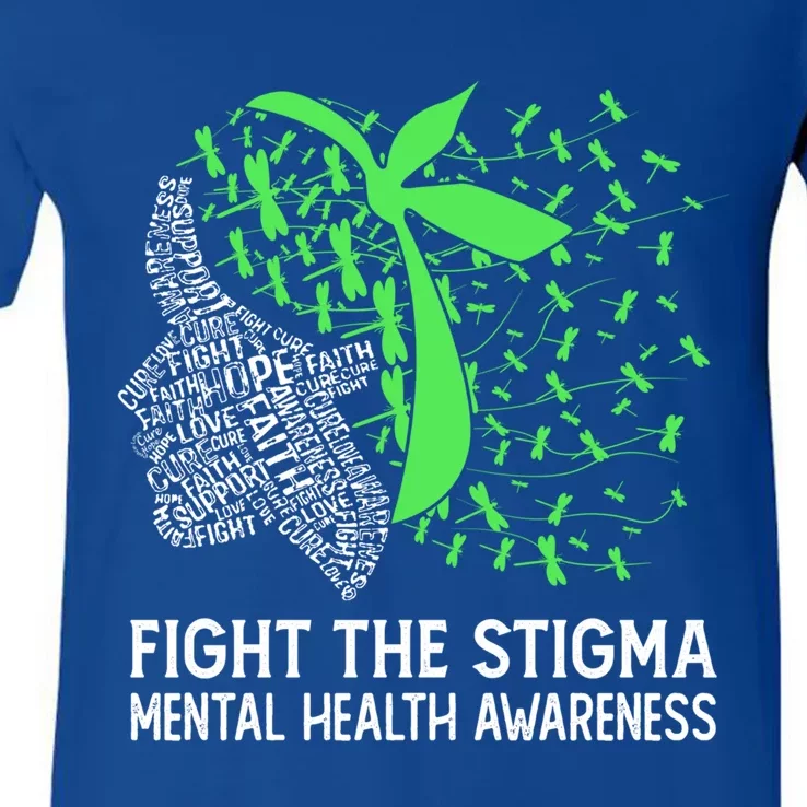 Fight The Stigma Tal Health Awareness Gift V-Neck T-Shirt