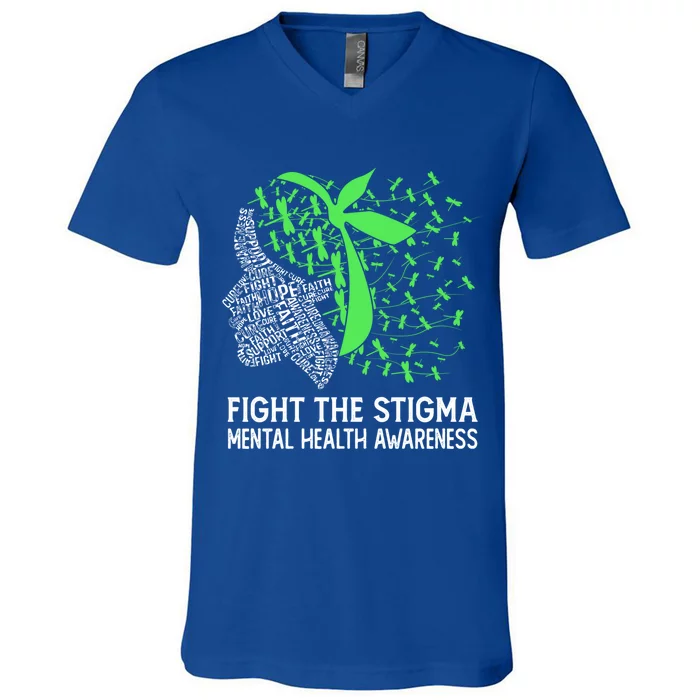 Fight The Stigma Tal Health Awareness Gift V-Neck T-Shirt