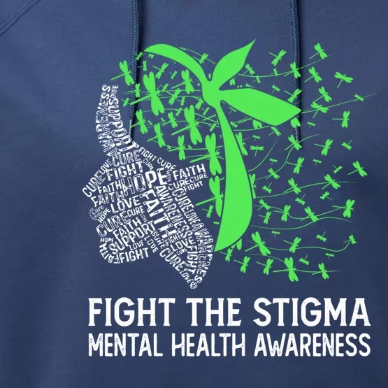 Fight The Stigma Tal Health Awareness Gift Performance Fleece Hoodie