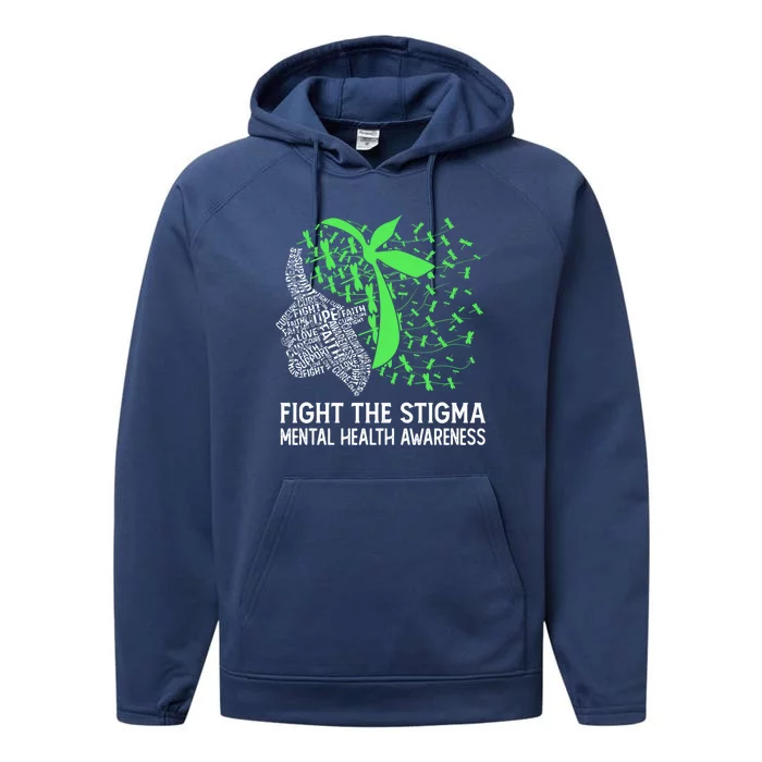 Fight The Stigma Tal Health Awareness Gift Performance Fleece Hoodie