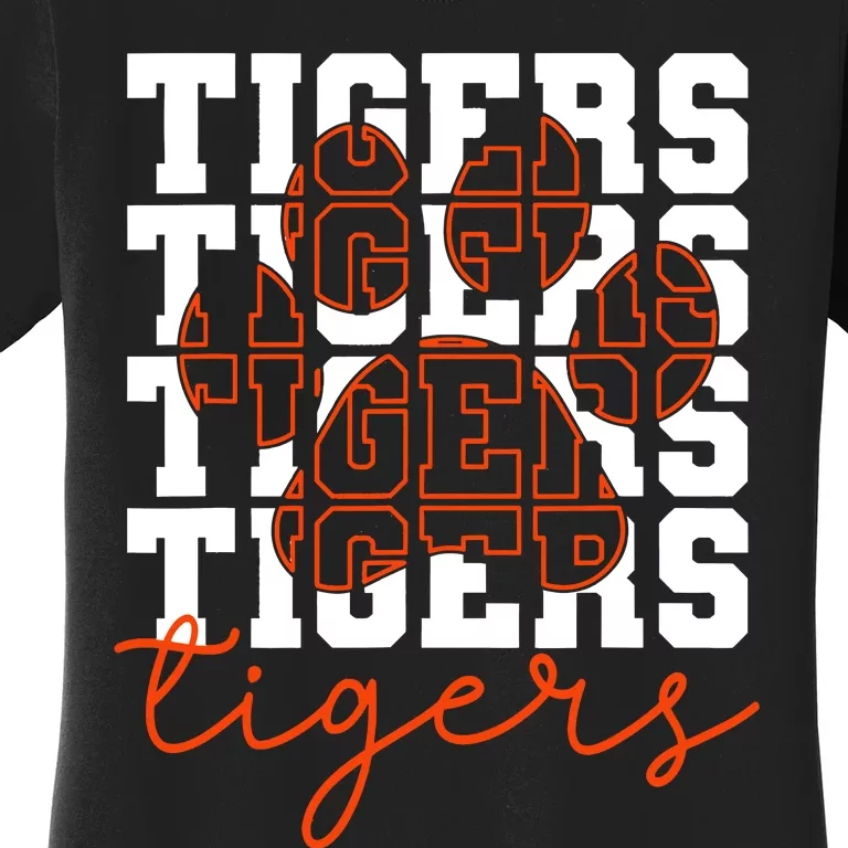 Football Tigers School Sports Fan Team Spirit Tigers Mascot Women's T-Shirt