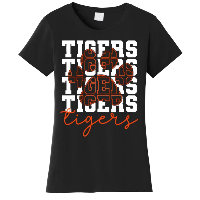 Football Tigers School Sports Fan Team Spirit Tigers Mascot Women's T-Shirt