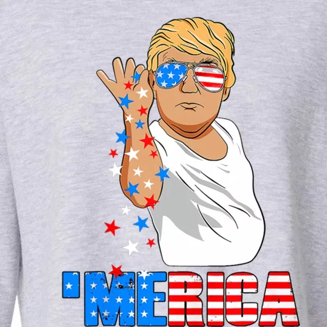 Funny Trump Salt Merica Freedom 4th Of July Cool Gift Cropped Pullover Crew