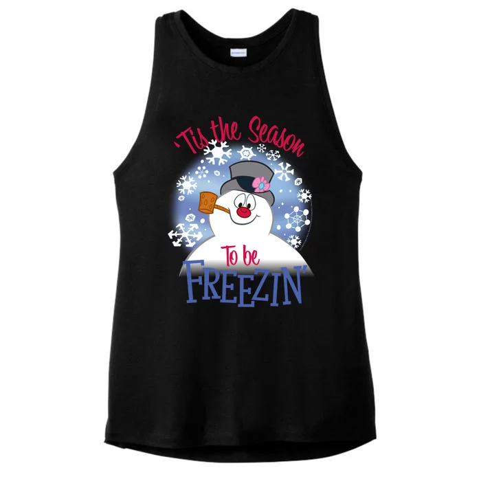 Frosty The Snow 'Tis The Season To Be Freezin' Cool Gift Ladies Tri-Blend Wicking Tank