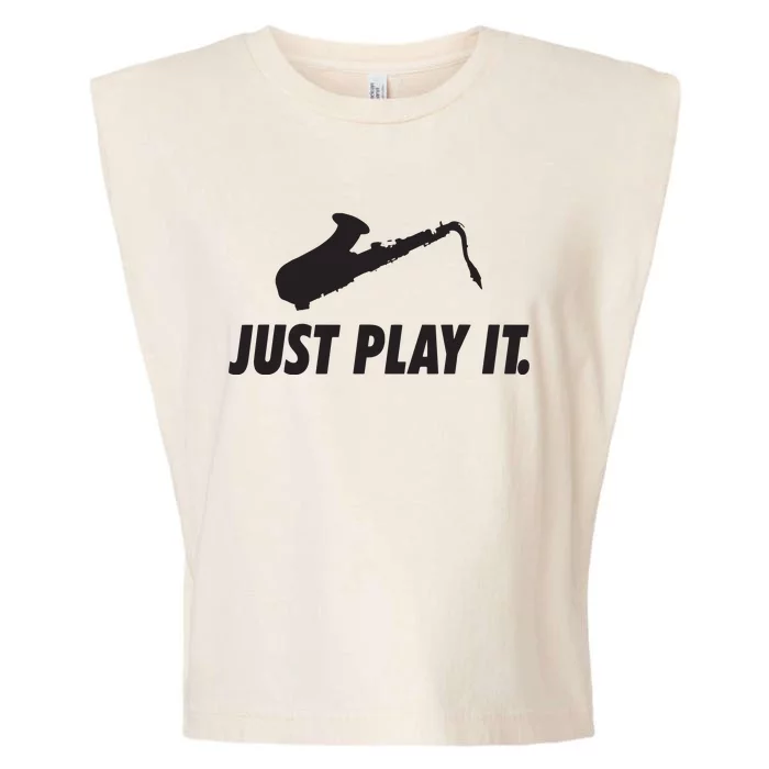 Fun Tenor Saxophone Player Play Sax Saxy Marching Band Gift Garment-Dyed Women's Muscle Tee