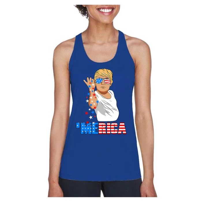 Funny Trump Salt Merica Freedom 4th Of July Meaningful Gift Women's Racerback Tank