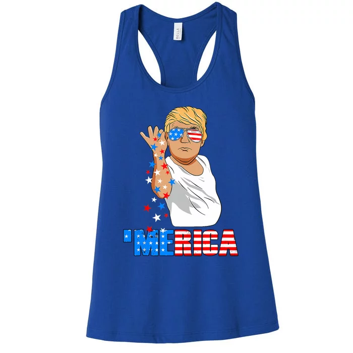 Funny Trump Salt Merica Freedom 4th Of July Meaningful Gift Women's Racerback Tank