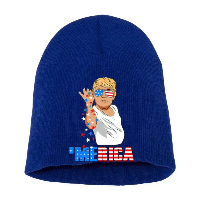 Funny Trump Salt Merica Freedom 4th Of July Meaningful Gift Short Acrylic Beanie