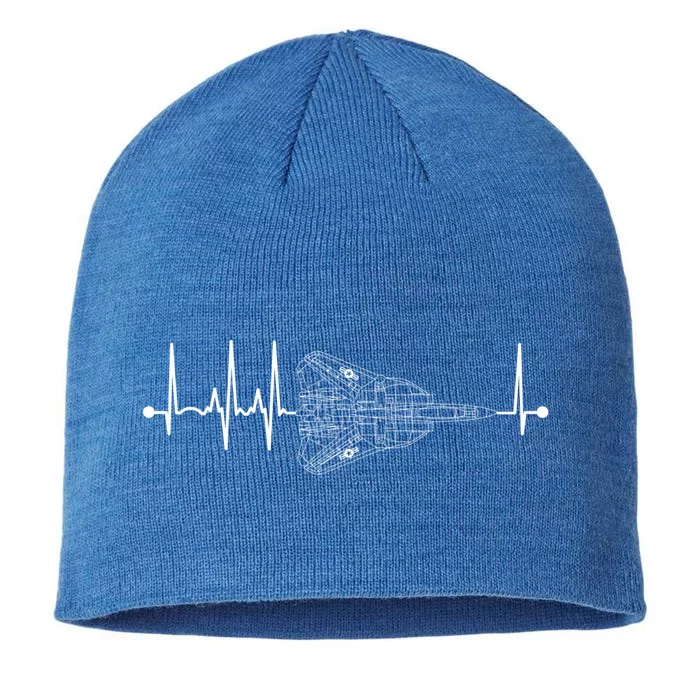 F14 Tomcat Schematic Airplane Pulse Ekg Pilot Heartbeat Cute Gift 8 1/2in Sustainable Knit Beanie