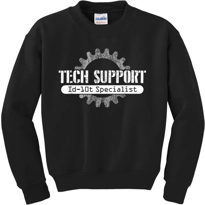 Funny Tech Support Id10t Computer Idiot Joke Kids Sweatshirt