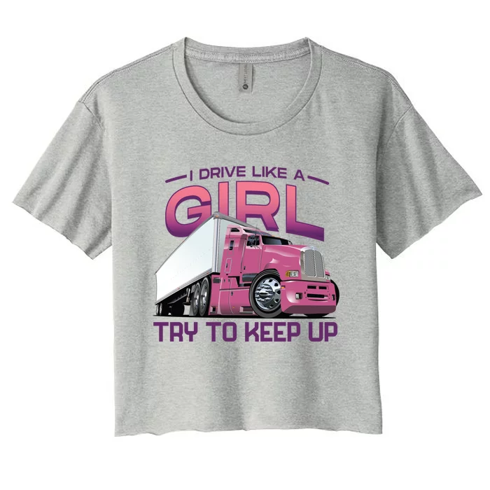 Funny Trucker Semi Big Rig Truck Drivers Cool Gift Women's Crop Top Tee