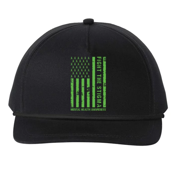 Fight The Stigma Mental Health Awareness Green Usa Flag Snapback Five-Panel Rope Hat