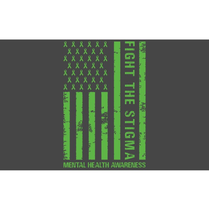 Fight The Stigma Mental Health Awareness Green Usa Flag Bumper Sticker