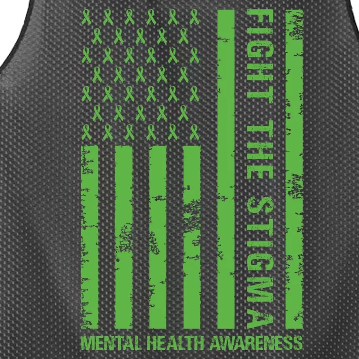 Fight The Stigma Mental Health Awareness Green Usa Flag Mesh Reversible Basketball Jersey Tank