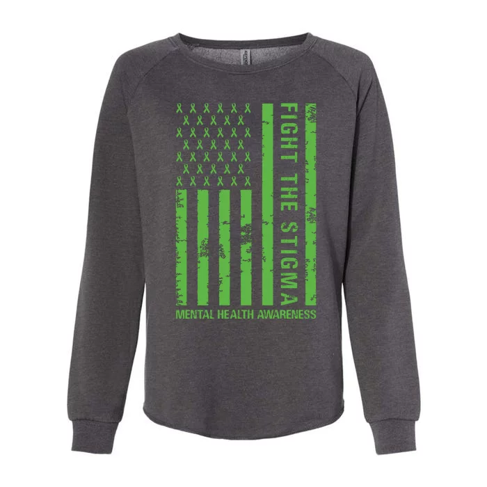 Fight The Stigma Mental Health Awareness Green Usa Flag Womens California Wash Sweatshirt