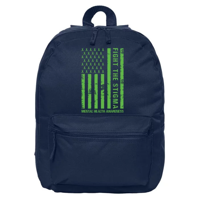 Fight The Stigma Mental Health Awareness Green Usa Flag 16 in Basic Backpack