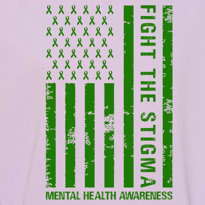 Fight The Stigma Mental Health Awareness Green Usa Flag Garment-Dyed Sweatshirt