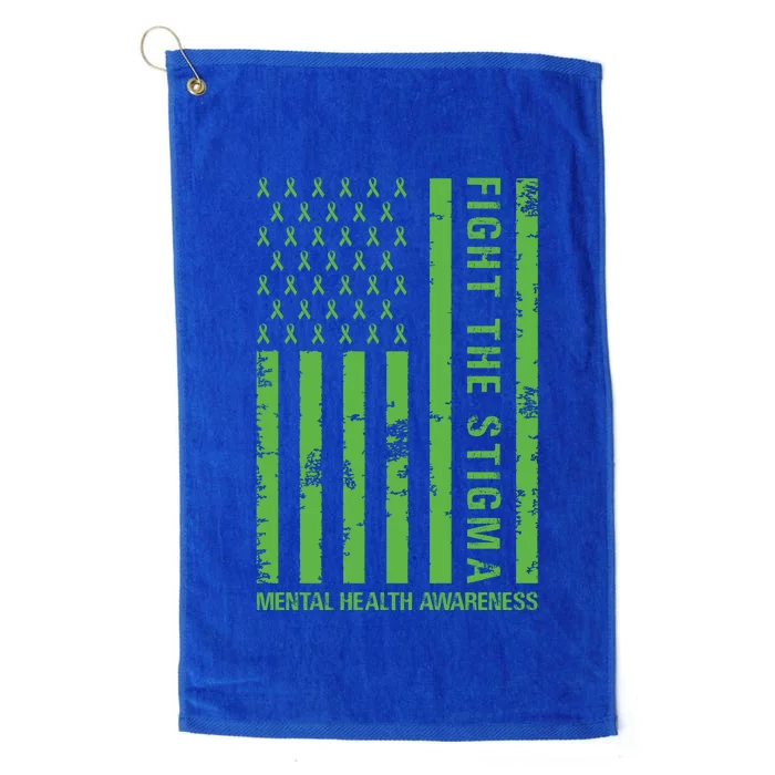 Fight The Stigma Mental Health Awareness Green Usa Flag Platinum Collection Golf Towel