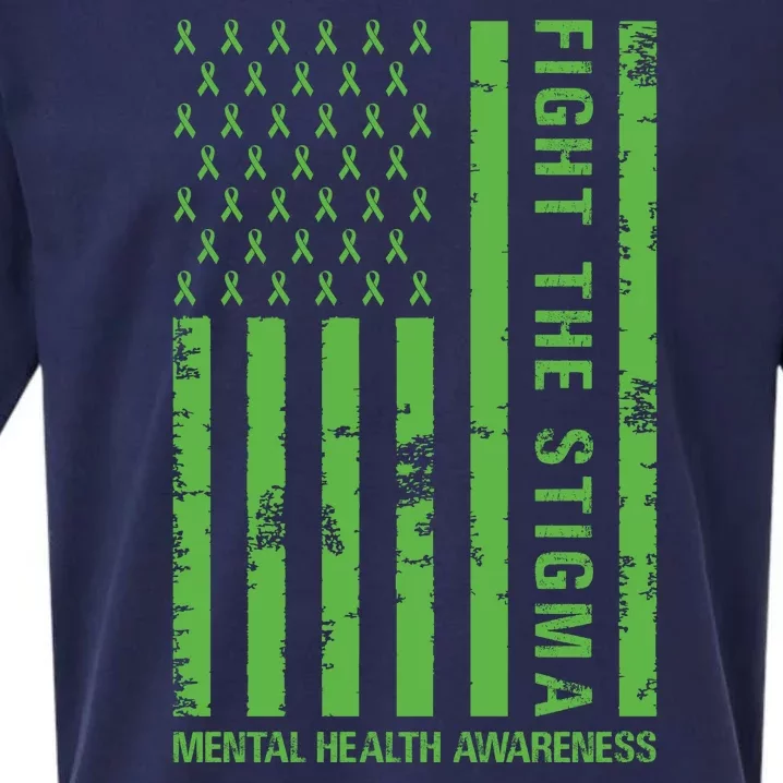 Fight The Stigma Mental Health Awareness Green Usa Flag Sueded Cloud Jersey T-Shirt