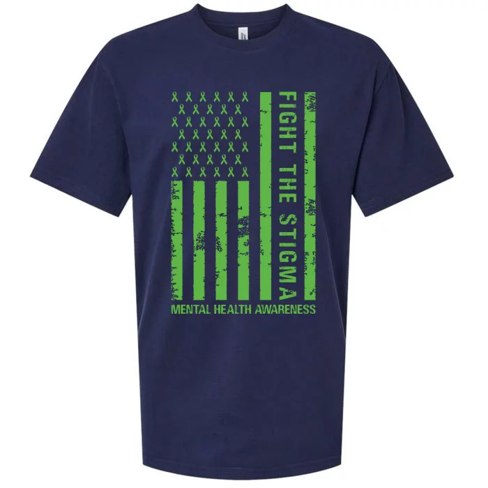 Fight The Stigma Mental Health Awareness Green Usa Flag Sueded Cloud Jersey T-Shirt