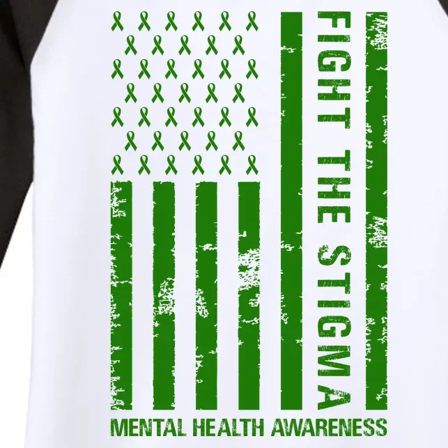 Fight The Stigma Mental Health Awareness Green Usa Flag Women's Tri-Blend 3/4-Sleeve Raglan Shirt