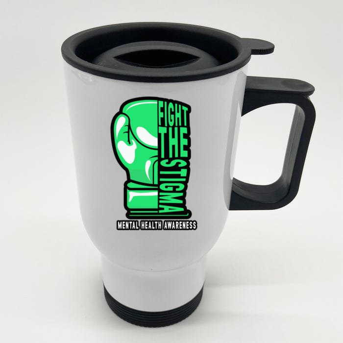 Fight The Stigma Boxing Boxer Tal Health Awareness Gift Front & Back Stainless Steel Travel Mug