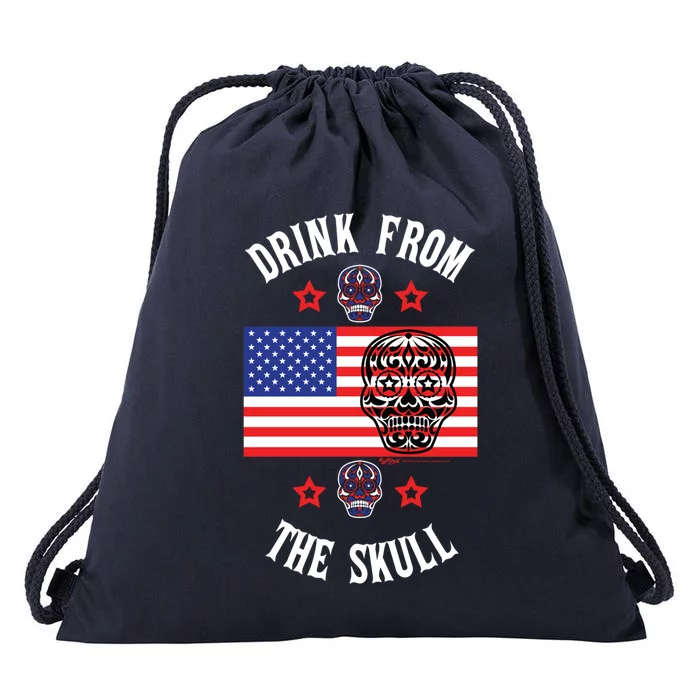 From The Skull 4th Of July Sugar Skull Meaningful Gift Drawstring Bag