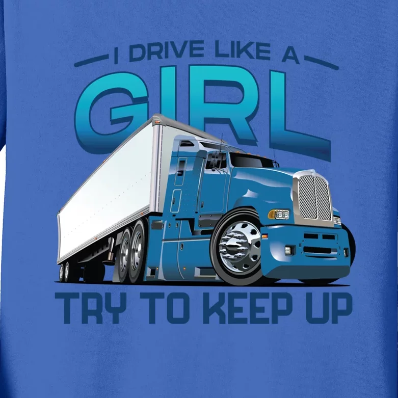 Funny Trucker Semi Big Rig Truck Drivers Cool Gift Kids Long Sleeve Shirt