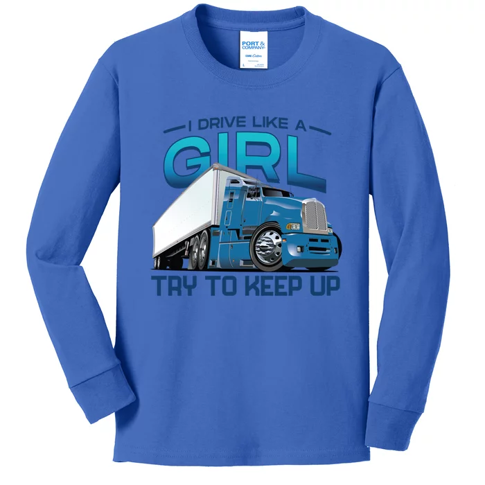 Funny Trucker Semi Big Rig Truck Drivers Cool Gift Kids Long Sleeve Shirt