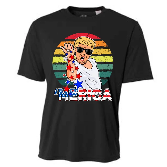 Funny Trump Salt Merica Freedom 4th Of July Gift Cooling Performance Crew T-Shirt