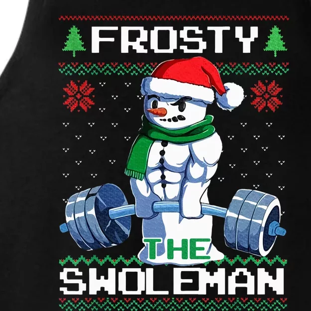 Frosty The Swoleman Ugly Christmas Sweater Funny Snowman Gym Ladies Tri-Blend Wicking Tank