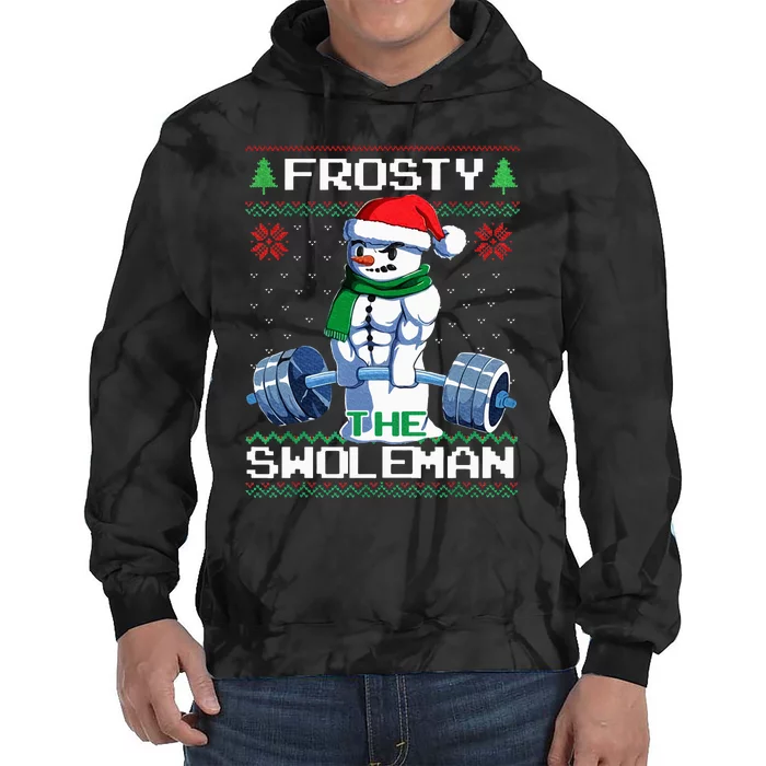 Frosty The Swoleman Ugly Christmas Sweater Funny Snowman Gym Tie Dye Hoodie