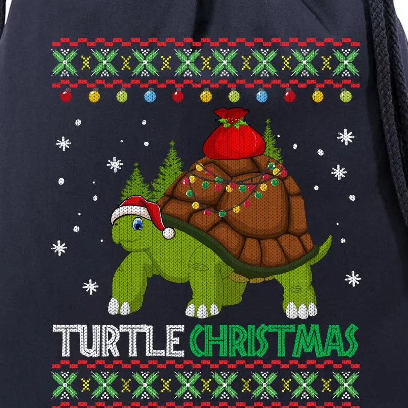 Funny Turtle Santa Ugly Christmas Gift Meaningful Gift Drawstring Bag